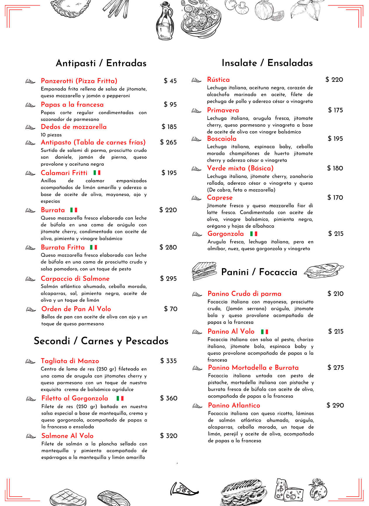 Menú Pizzería Al Volo